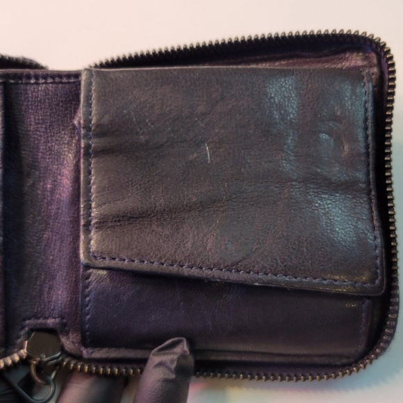 Jimmy Choo Navy Blue Silver Star Studded Martina Leather Zipper Bi-fold Wallet - Picture 5 of 14